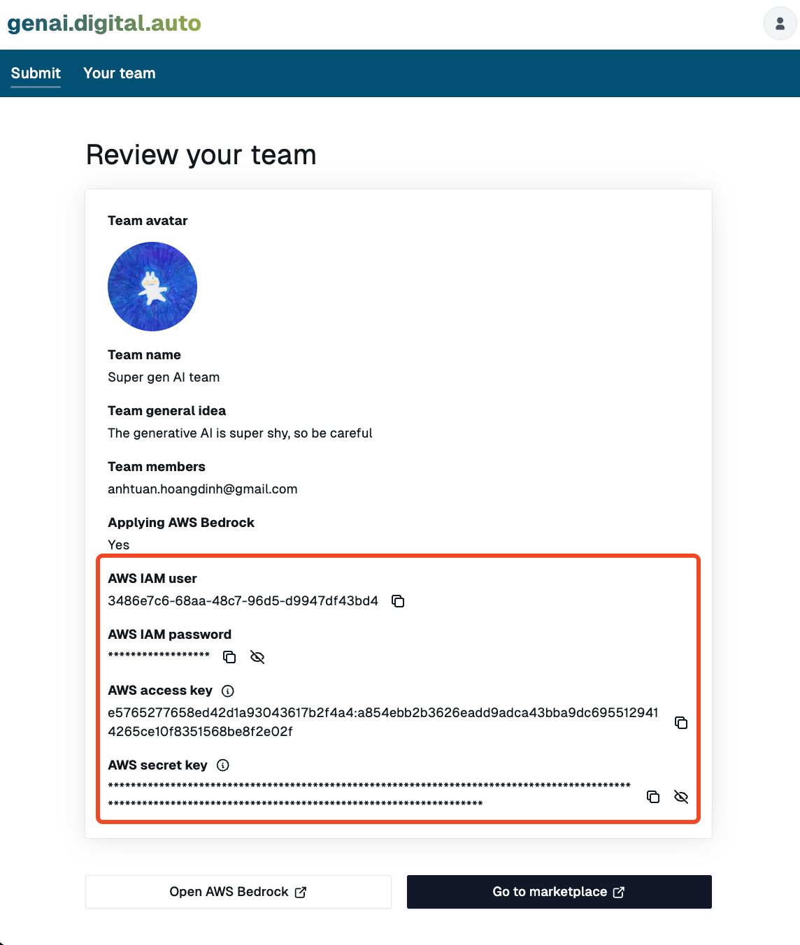 Step 3 - Review your team